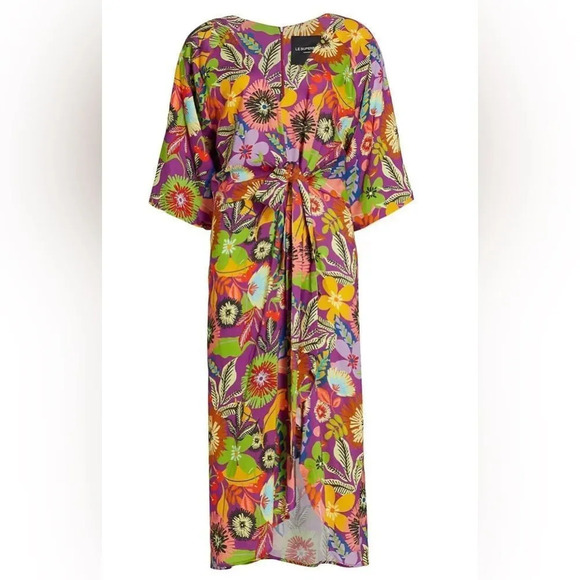 Le Superbe Floral Muse Asymmetric Tie Front Midi Dress NWT Revolve Brand Tropica - Picture 4 of 15